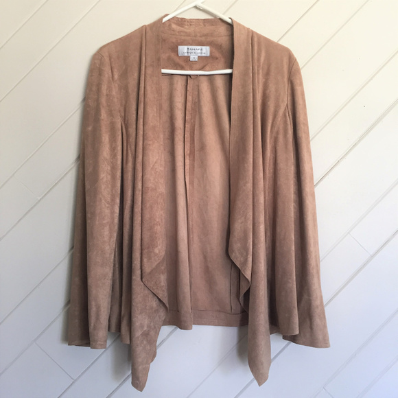 Tahari Jackets & Blazers - Tahari Vegan Suede Draped Jacket Tan Size 10